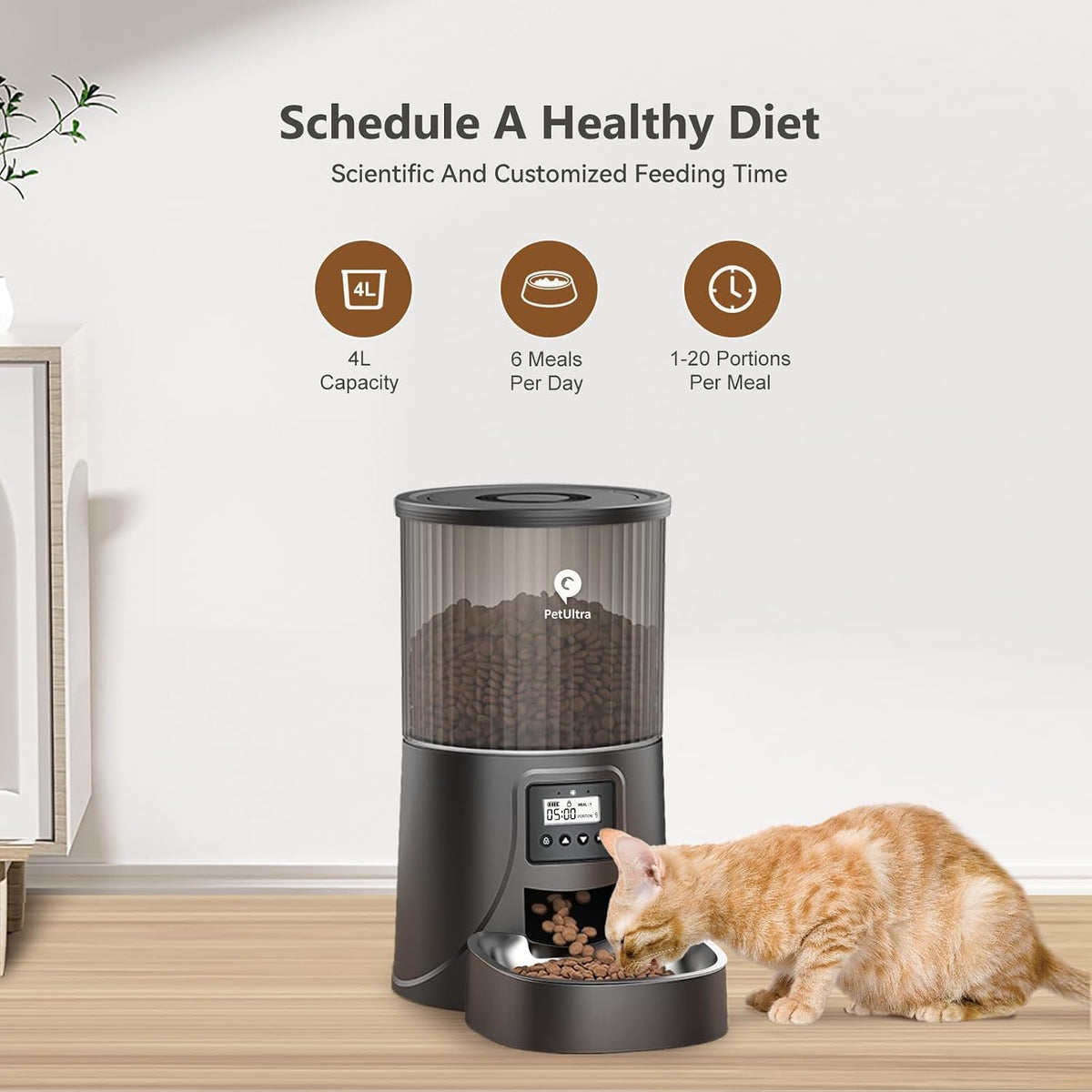 Automatic Cat Feeder: 4L Timed Cats Food Dispenser Programmable – Essentials for Cats - Frosted Black - image 3