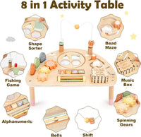 Vanplay 8 in 1 Wooden Activity Table - 8-In-1 Neutral Colors - image 2