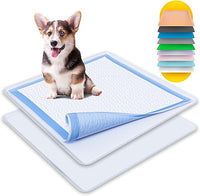 TidyFriend 2 Pack Dog Pee Pad Holder Tray Fits for 24” x 24” Wee Wee Pee Pads - Stable Grip, Raised Edges, Quick-Wipe Silicone Surface Dog Potty Tray Holder for Indoor Flooring Protection (Grey)