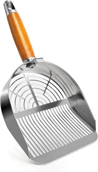 Cat Litter Scoop, Litter Scooper, Metal Cat Litter Scoop, Stainless Steel Cat Litter Scoop, Kitten Pooper Lifter, Kitty Metal Scooper with Holder for Cat Litter Box Strip Holes Easy Cleaning