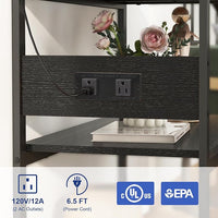 20-29 Gallon Fish Tank Stand with Power Outlets, 3-Tier Metal Aquarium Stand, Breeder Reptile Tank Stand with Shelf for Home Office, 660LBS Capacity, 29.5 x 15.8 x 30.1 inches, Black