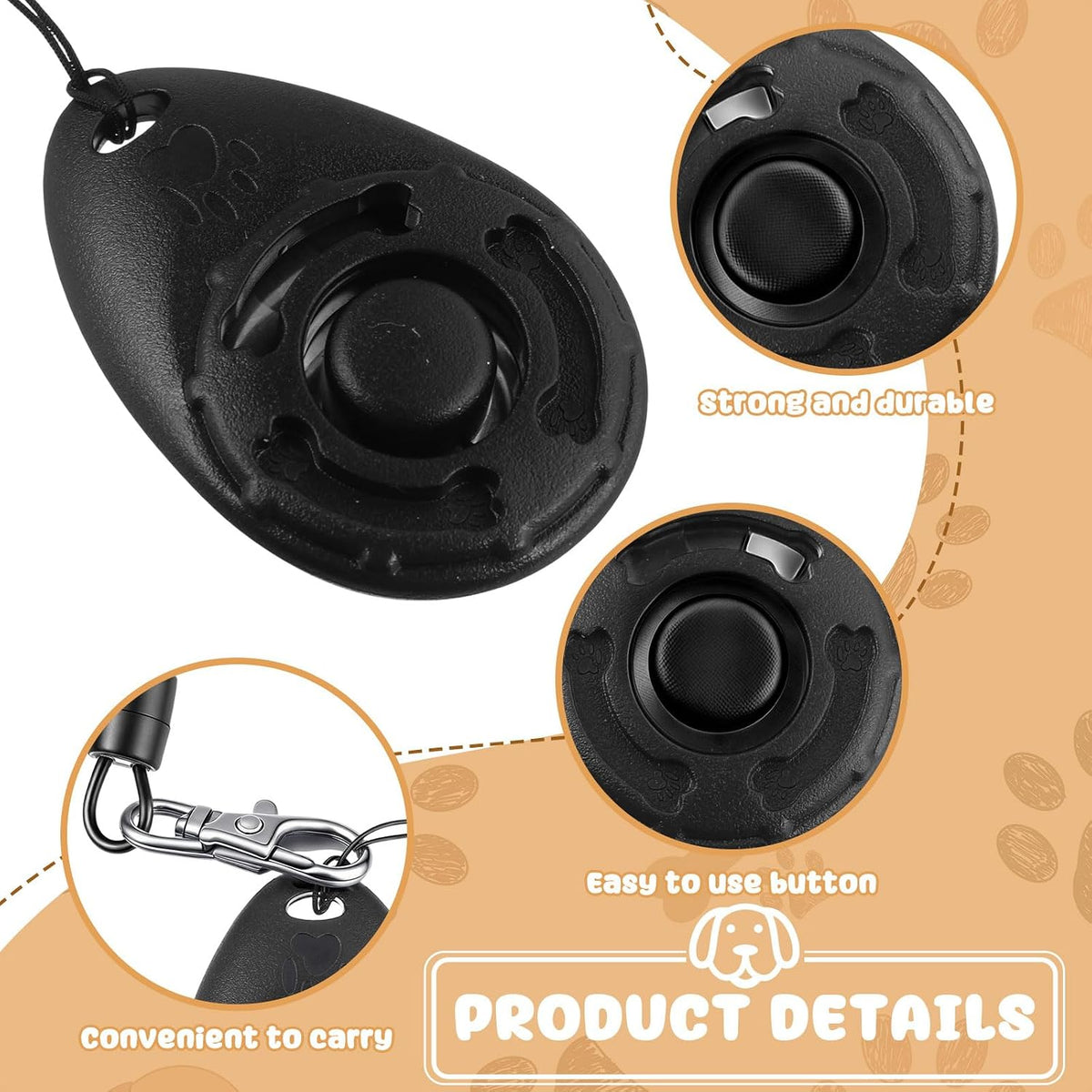 Frienda 18 Pcs Dog Training Clicker with Wrist Strap for Pets - Black - image 3