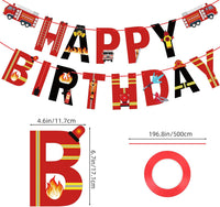 Hxezoc fire truck happy birthday banner with 14 paper flags and 2 fire engine flags - view 38