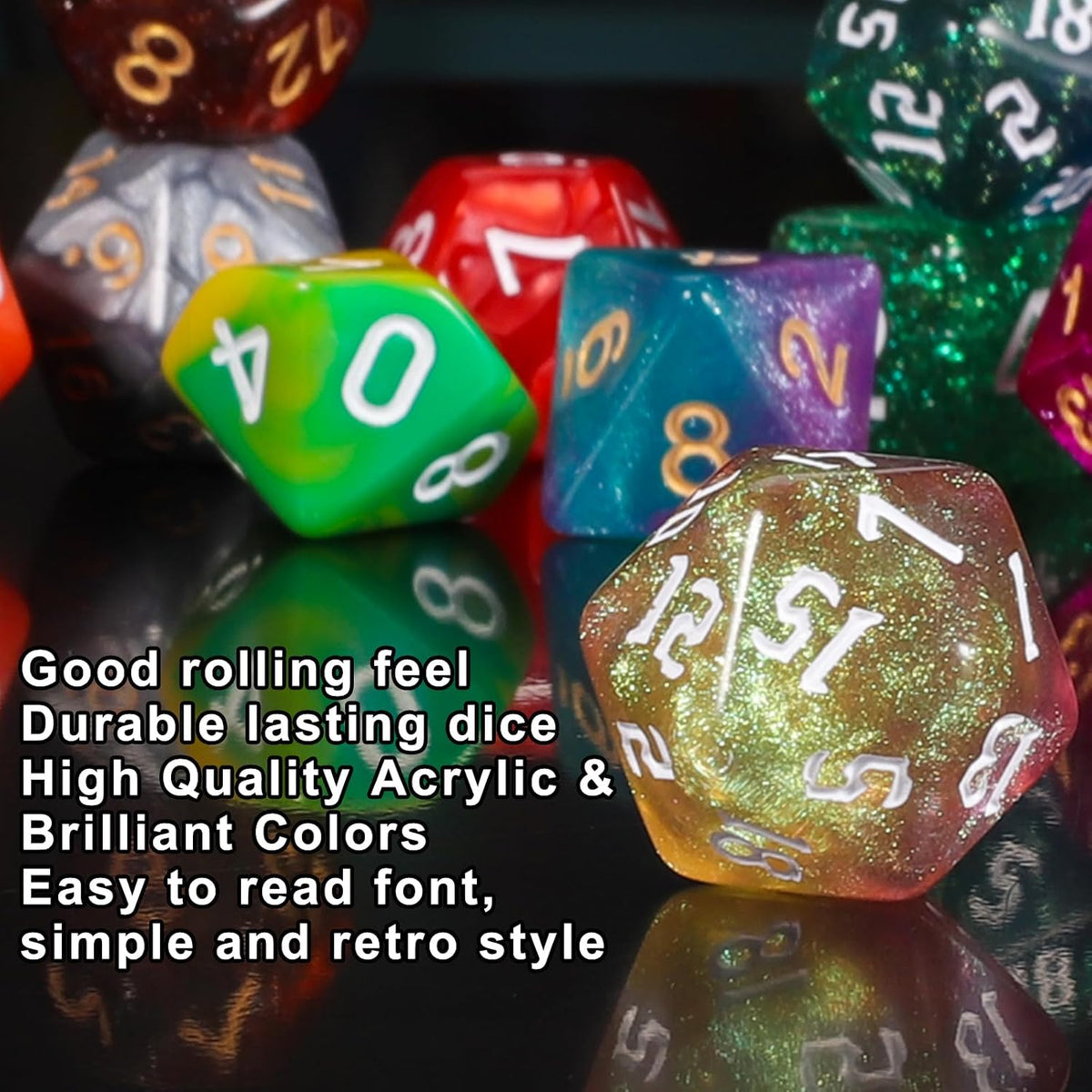 QMay 7 Sets Polyhedral Dice - 35 Colors (245pcs) - image 4