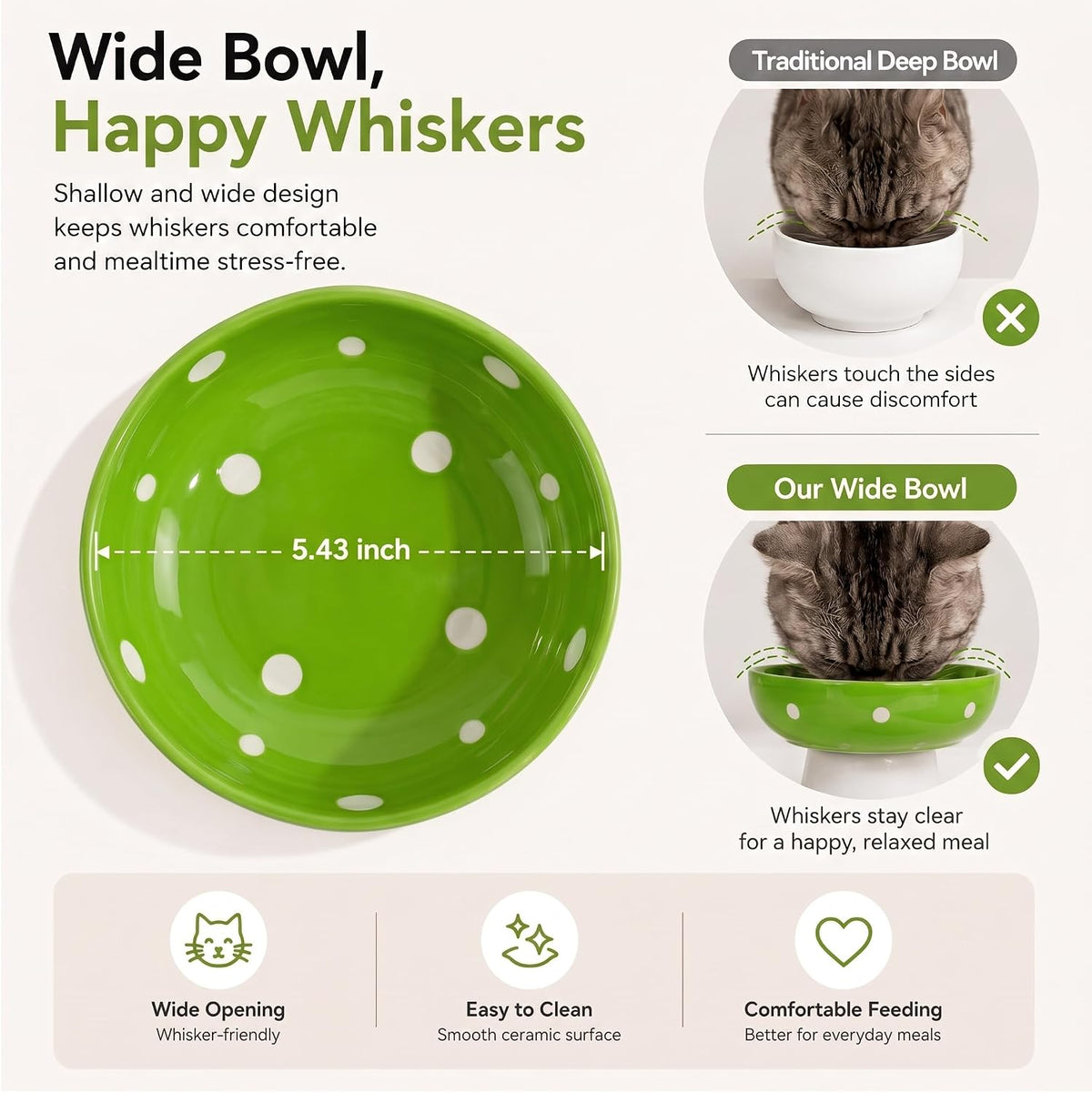 Red Mushroom Cat Bowl, Elevated Ceramic Bowl for Cats – Essentials for Cats - Green - image 3