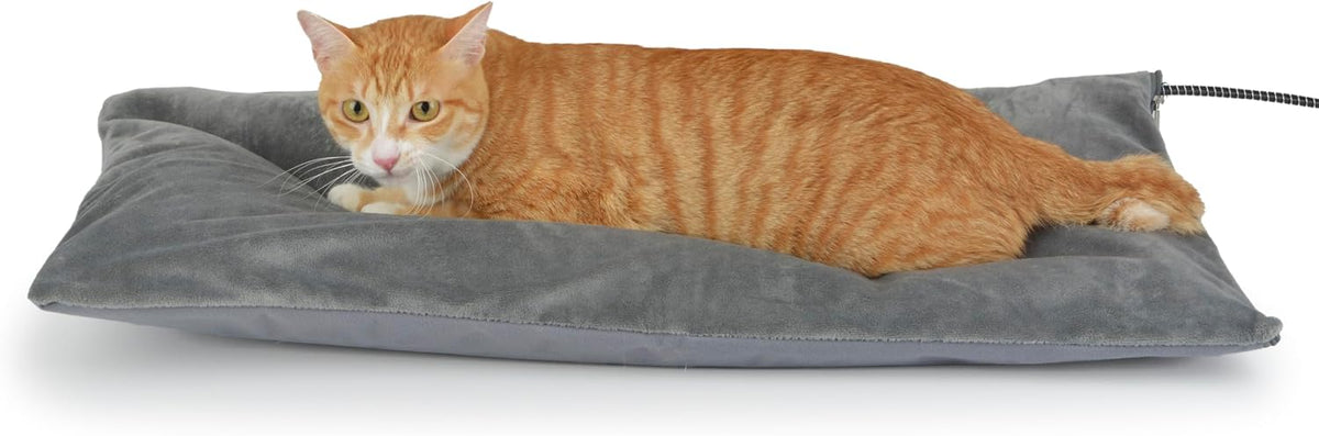 Outdoor Cat Heating Pad, 15.7" x 11.8", 30W, Grey – Essentials for Cats - Gray / 27.5"L x 15.7"W