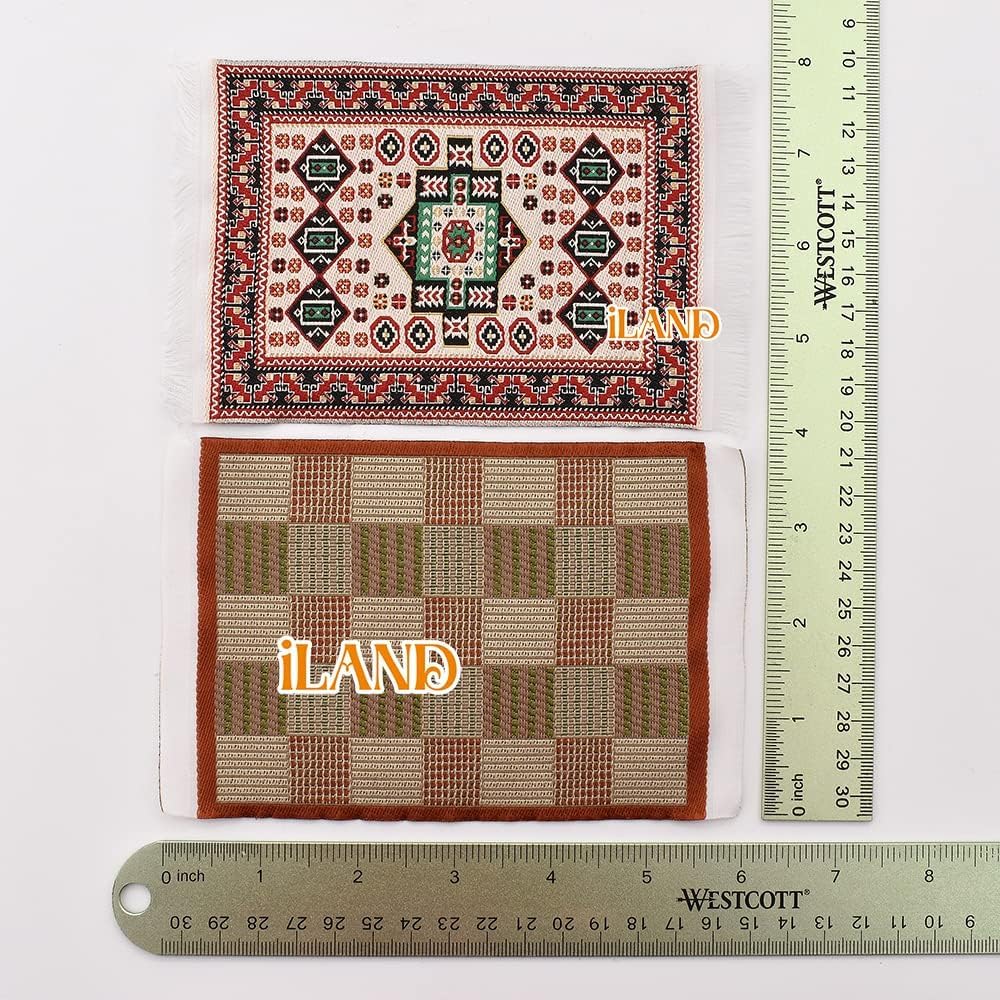 iLAND Miniature Dollhouse Accessories of Carpet for Dollhouse - 2pcs Rhythm - image 4