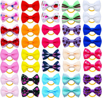 JUCCPUL set of 40 dog hair bows in mixed colors, 20 pairs of ribbon bowknots with alligator clips