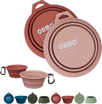OHMO Collapsible Dog Bowls for Pet Travel, Coral&Brick Red - 2x12oz / Erythrinus&Coral