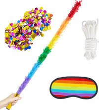 PCFING 30 inch rainbow piñata stick kit with blindfold and rope - view 2