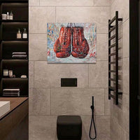 Quorin Banksy Graffiti Boxing Wall Art Red Boxing Gloves Pictures Gym Sport Wall Decor Canvas Print Painting Artwork for Gym Living Room Bedroom 16"x20"