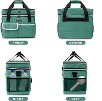 BAGLHER Dog Travel Bag for Supplies - Double-Layer Airline Approved Weekend Pet Travel Organizer Set for Dog and Cat Tote with 2 Pet Food Containers and 2 Collapsible Silicone Bowls Green