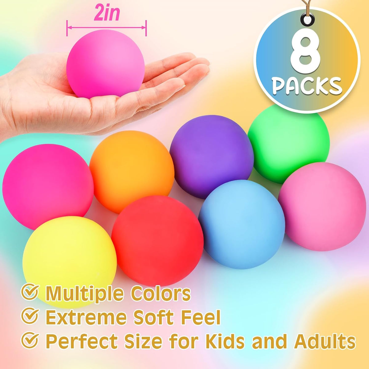 VISCOO 12 Pack Slow Rising Stress Cube - 2in 8p- 8 Colors - image 2