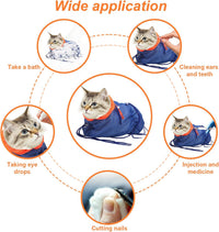 Cat Bathing Bag Anti Scratch Grooming Shower Washing Bag for Nail - Blue-Orange - image 4