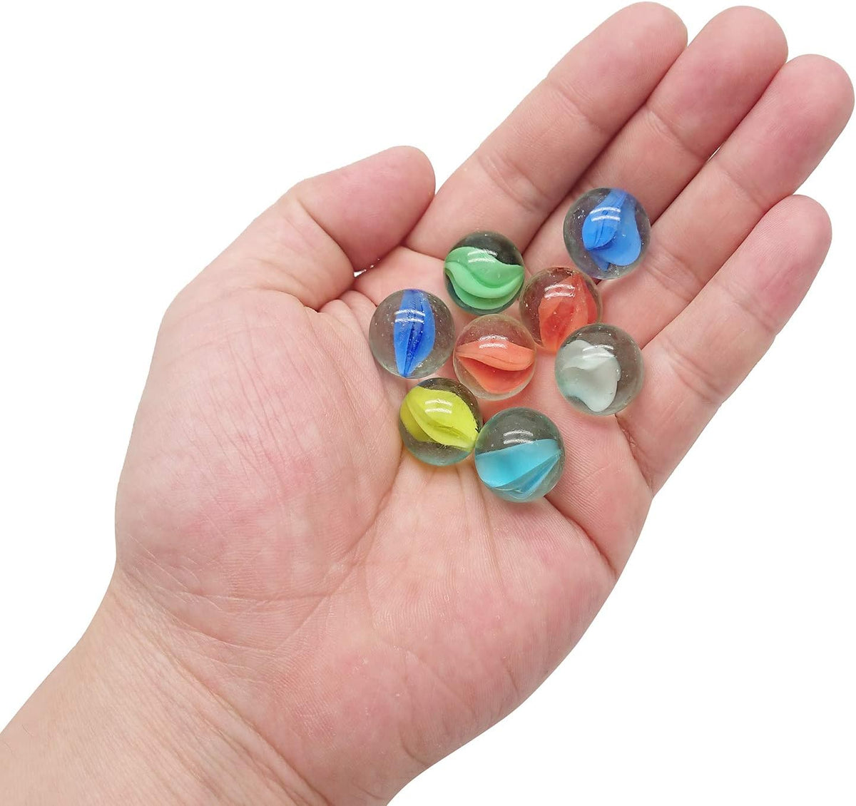 MANSHU 60 Pieces Glass Marbles for Marble Games, 6 Colors. - image 2