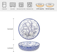 Selamica Ceramic Cat Bowls Set of 6 - 5.6 Inch, Set of 6 / Vintage Blue - image 2