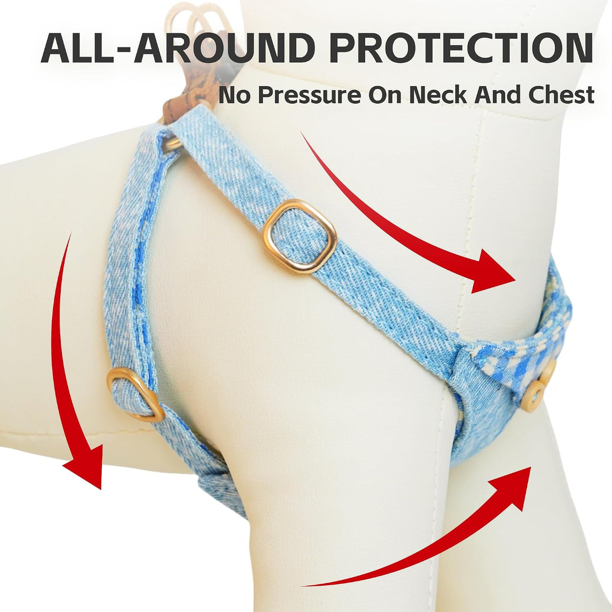 Puppytie XS Dog Harness and Leash Set, Denim Brown, XS – Essentials for Dogs - checked-blue / XXS(2.2-6lb) - image 4