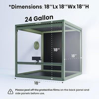 MagicCube 18'' x 18'' x 18'' Reptile Tank with Lock, 24 Gallon Reptile Terrarium with Flip-Up Tempered Glass Door, Top Screen Ventilation for Leopard Gecko - Bottom Not Leakproof