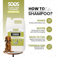 Soos Pet Classic Deep Cleansing Shampoo for Dogs and Cats Natural Dead Sea Minerals Fast Absorbing Coat with Vitamins Essential Oils Natural Ingredients - 1x (4L Gallon)