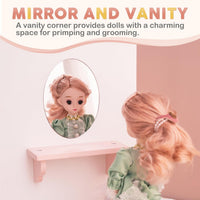 ROBOTIME pink and white wooden baby doll high chair for 18 inch dolls - view 5