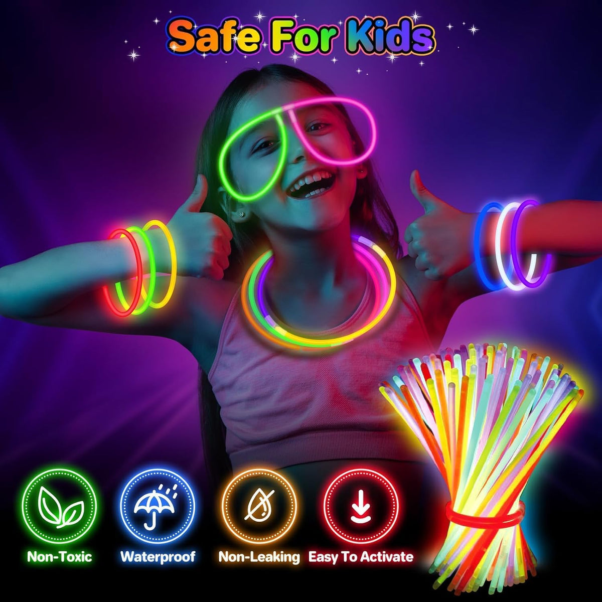 SpringFlower 100 PCS Glow Sticks Bulk Party Favors - 100 Pack - image 4