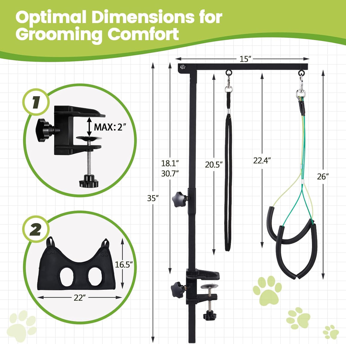 Dog Grooming Table Arm, 35-Inch Adjustable Clamp with Hammock – Essentials for Dogs - image 4