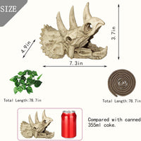 Reptiles Skull Hide Decorations Bearded Dragon Tank Accessories - Triceratops Skull+Rattan+Leaf - image 3