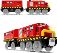 Train Toys Battery Operated Locomotive Trains for Wooden Track - Red