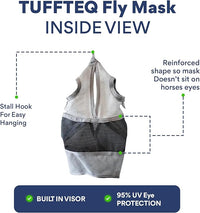 Horse Fly Mask Without Ears | 95% UV Eye Protection | Built-in Visor | Breathable, Lightweight Mask | Adjustable Fit for Horses Medium/Large Size