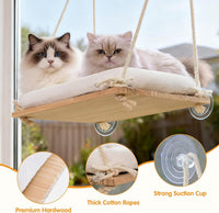 Cat Window Perch Hammock with Solid Wood Seat & Plush Cushion – Essentials for Cats - Natural Wood / Suction Cup Mount - Large - image 3