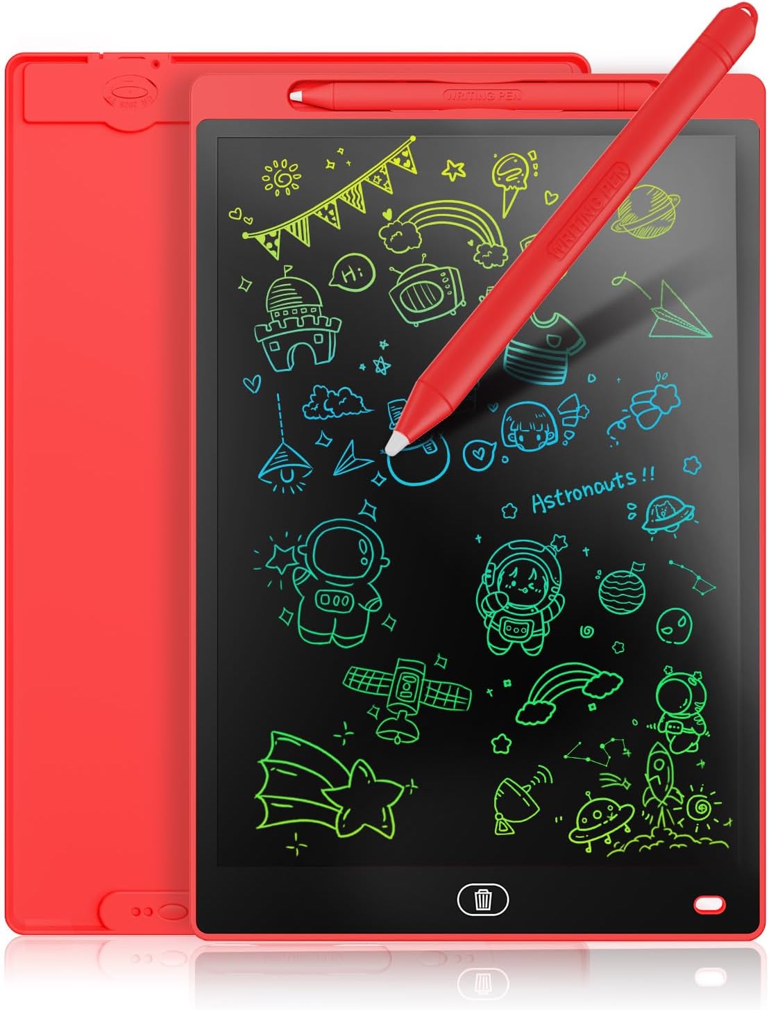 [2 Pack] Genialba LCD Writing Tablet 10-Inch Colorful Doodle Board - Red / 12 Inch / 1