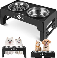 Elevated Dog Bowls for Medium Large Size Dogs - Black / Small / 1 Basic&1Slow Bowl