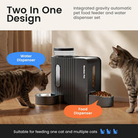 Gravity Automatic Cat Feeder, Water & Food Dispenser Set - Large (0.8 Gallon x 2) / Black Grey - image 2
