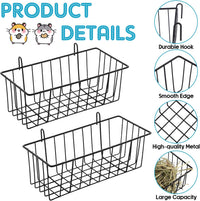 Therwen 4 Pcs Rabbit Hay Feeder Guinea Pig Heavy Duty Metal Frame Hay - 9.8 x 5.1 x 3.5 Inches - image 3
