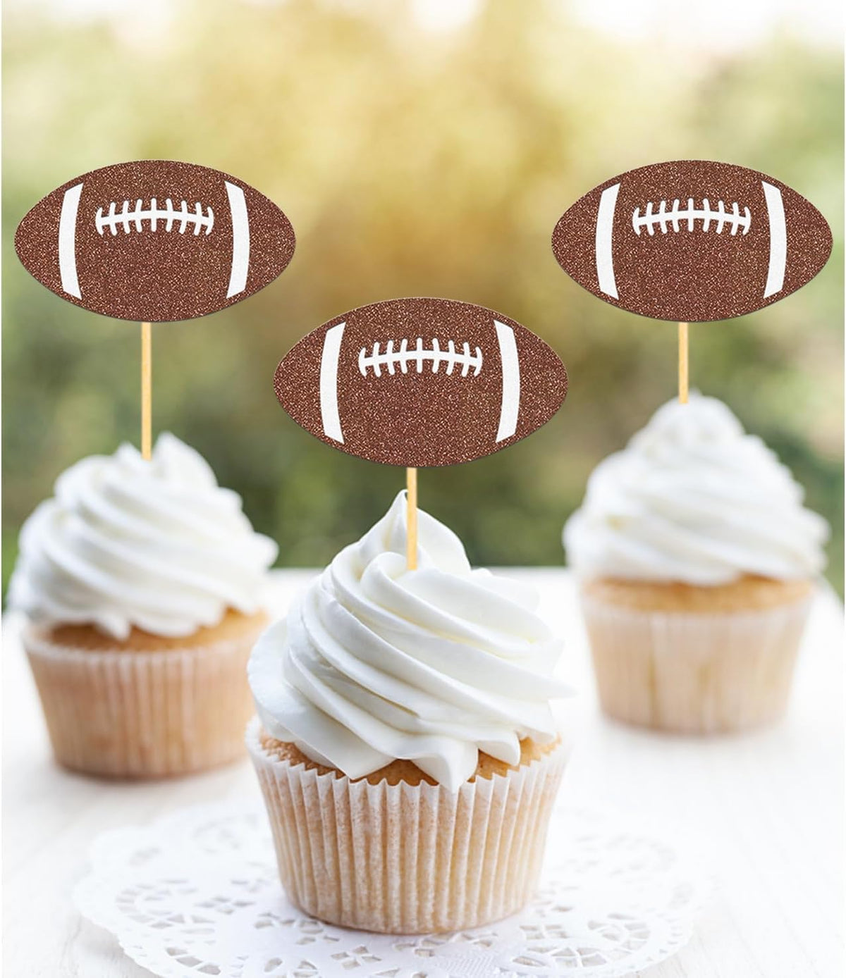 Moitkptt 24 glitter football player cupcake toppers - view 13
