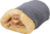 4 in 1 Self Warming Burrow Cat Bed Hideway Sleeping Cuddle Cave – Essentials for Cats - Gray