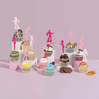 Gyufise 24Pcs Dance King Cupcake Toppers Glitter Jazz Dancers Happy - Pink - image 4