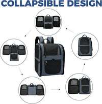 Apollo Walker Dog & Cat Carrier Backpack for 4-15lb Pets - Ventilated Safe Design with Padded Back Support, Breathable Mesh Pet Backpack for Hiking, Travel, Outdoor (Navy)