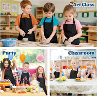 ZLEVEAYN 30 pack of black kids painting aprons with two front pockets - view 16