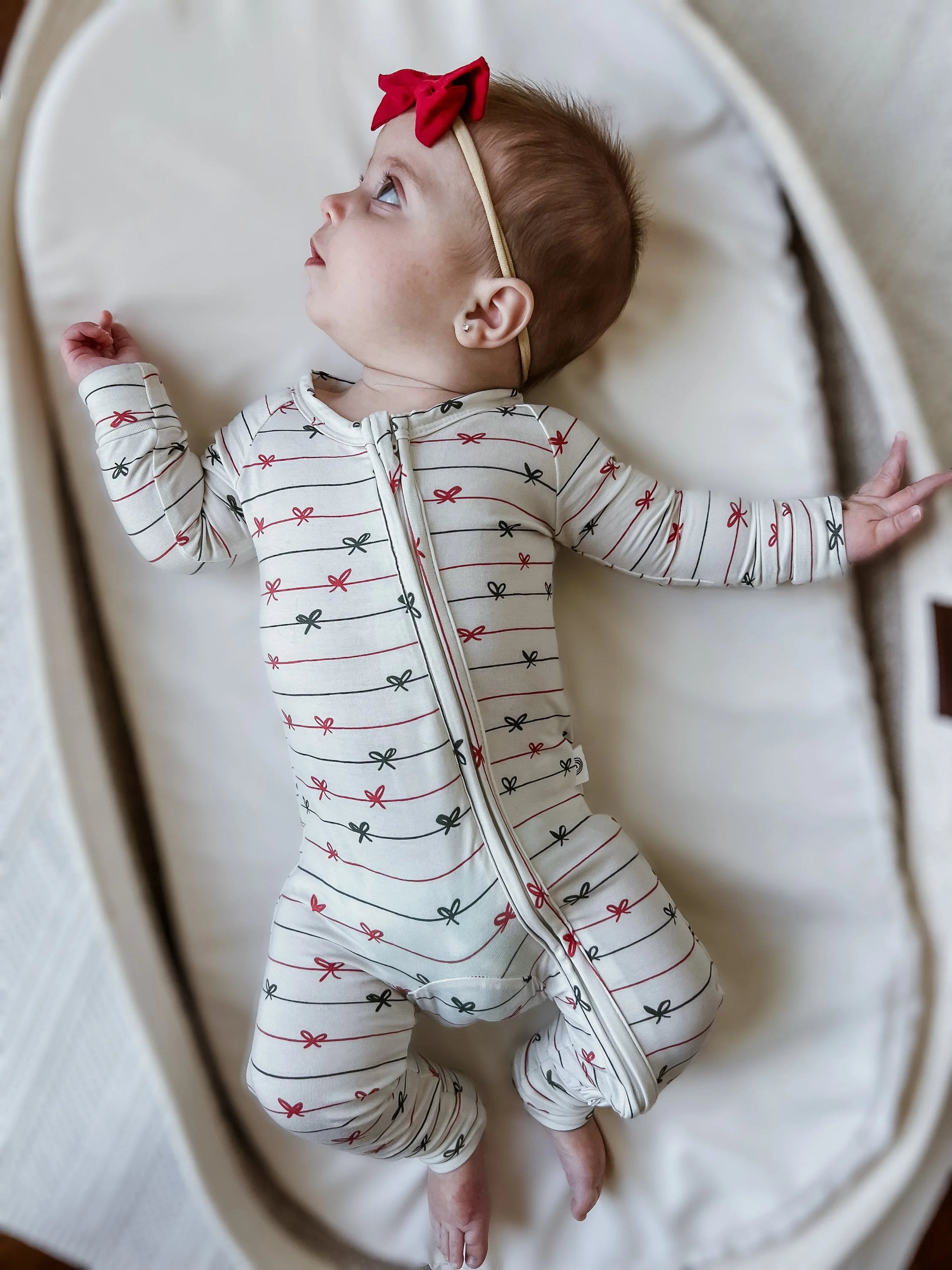 Tied with a Bow Christmas Bamboo Zippy Pajamas - BIG FRENCHIES
