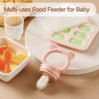 2 Pack Silicone Baby Fruit Feeder with Mini Freezer Tray - Pink/White - image 4