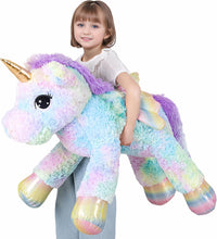 FFxiong 44 Inch Giant Unicorn Stuffed Animal Pillow - Rose Rainbow / 44 Inch