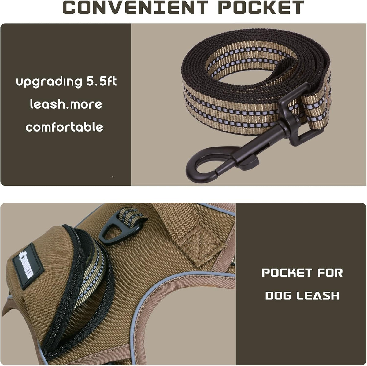 No Pull Dog Harness for Medium Dogs - Brown / L - image 2