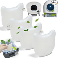 NewKe 4 Pack Deodorizer for Cumrige Self Cleaning Litter Box, Odor Eliminator Compatible with Fumoi Automatic Cat Litter Box, Cute Cat Shaped Design with Camellia Flower Scent, Fragrance Refills