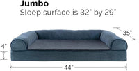 Furhaven Cooling Gel Dog Bed for Large Dogs w/ Removable Bolsters & Washable Cover, For Dogs Up to 95 lbs - Sherpa & Chenille Sofa - Orion Blue, Jumbo/XL