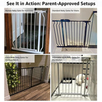 Extra Wide Baby Gates 57.5-62 Inch, Large Metal Safety Gate for Stairs, Doorways - No Drilling, Pressure Mounted Pet Gates for Kids & Dogs