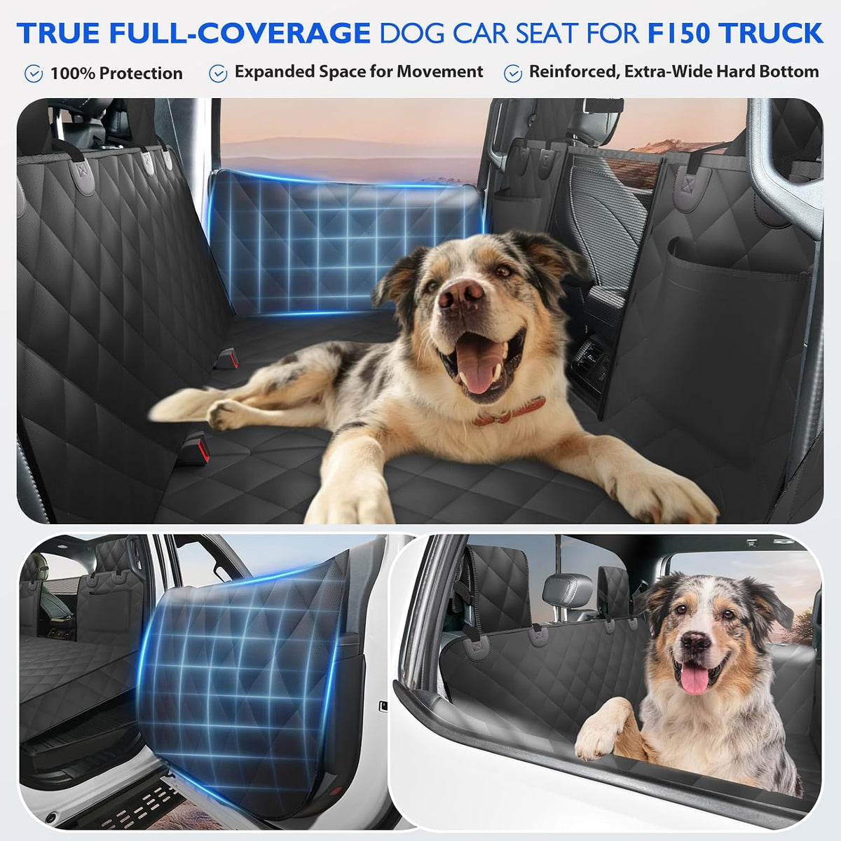 Back Seat Extender for Dogs - XL - For F150 / Ram1500 Crew Cab Truck / Black - image 3