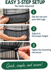 Bird Cage Net Cover Seed Catcher - Black / 118 x 15 Inch/ 300 x 37 cm - image 4