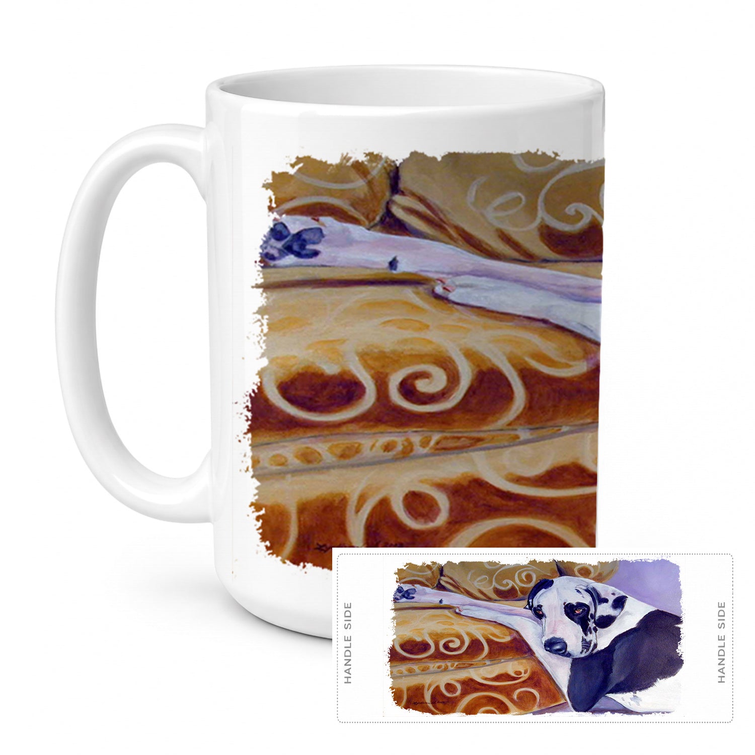 Harlequin Natural Great Dane Ceramic Coffee Mug 15 oz Decorative Large C Handle Mug Cup for Tea, Cocoa Hot Chocolate