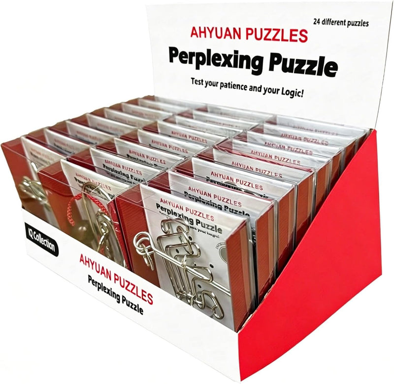 AHYUAN 24 Packs Large Metal Wire Puzzles Brain Teaser IQ Puzzles